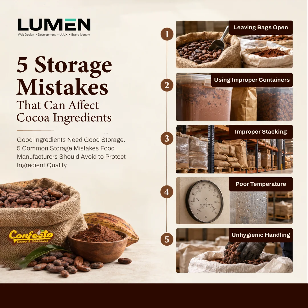LUMEN post reading, “5 Storage Mistakes That Can Affect Cocoa Ingredients.”